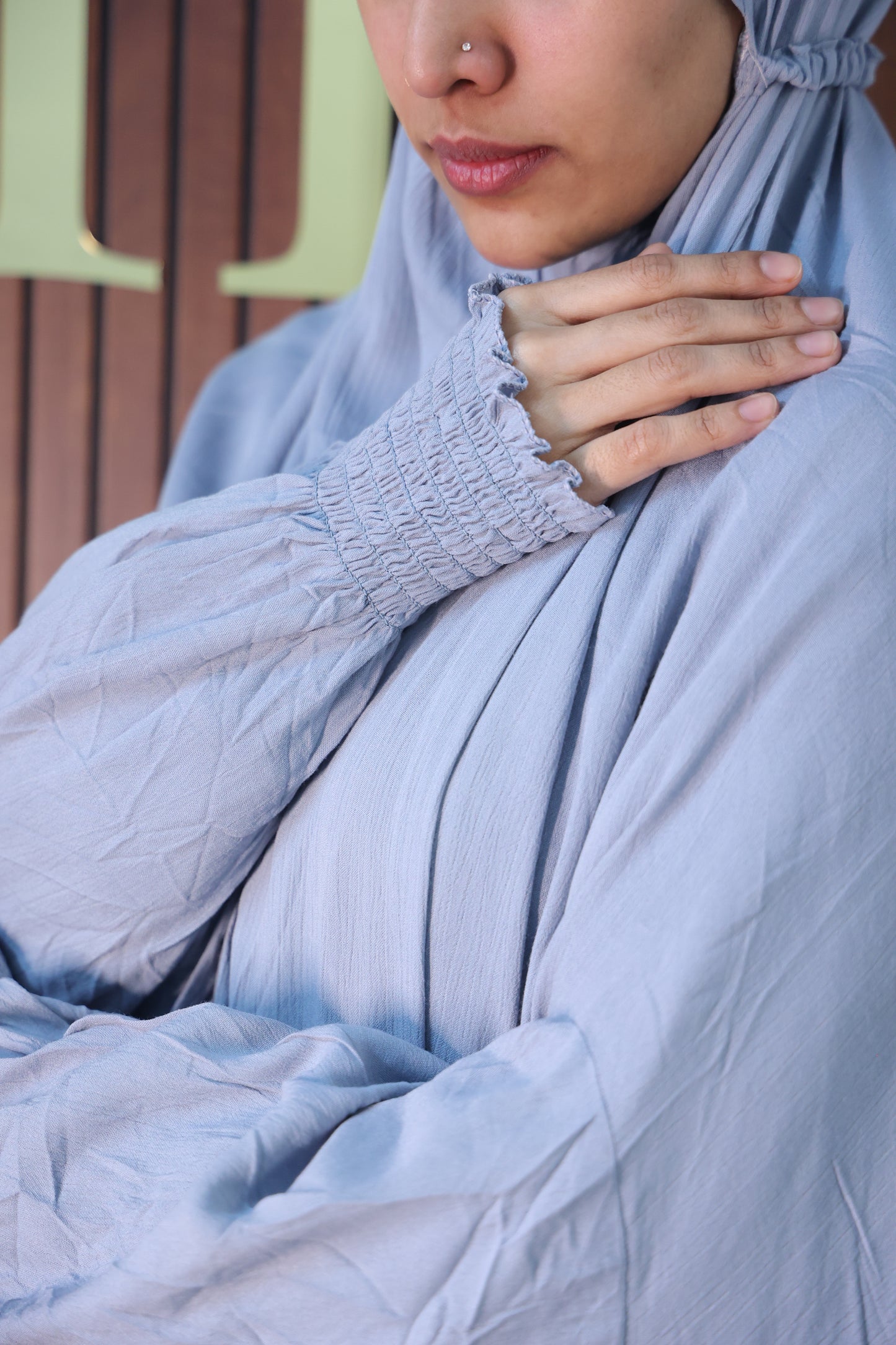 Dusty Silver Prayer Makhana Hijab for Salah