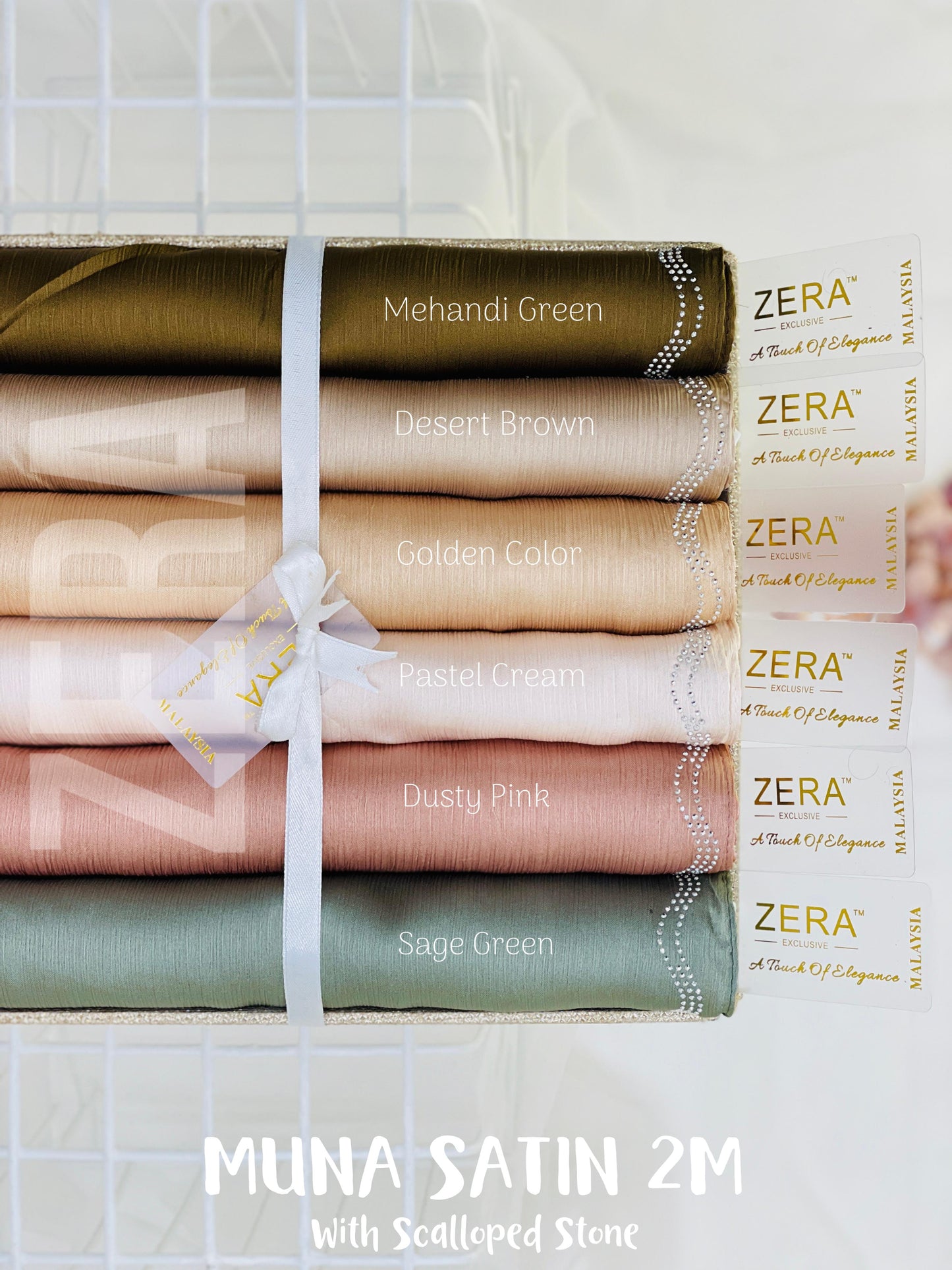 Muna Satin with Scalloped Stonse Hijabs Summer Edition