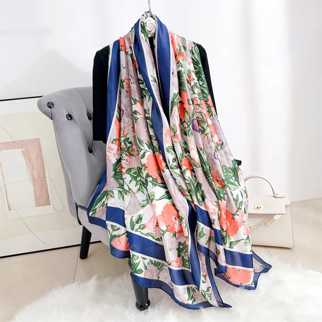 Oriental Printed Silk Scarf