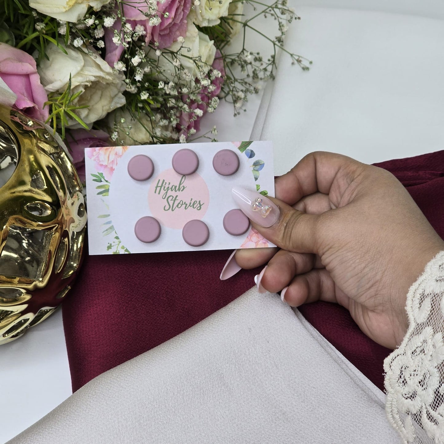 Baby Pink Round Flat Hijab Magnet – Default Title Fabric Hijab Magnet