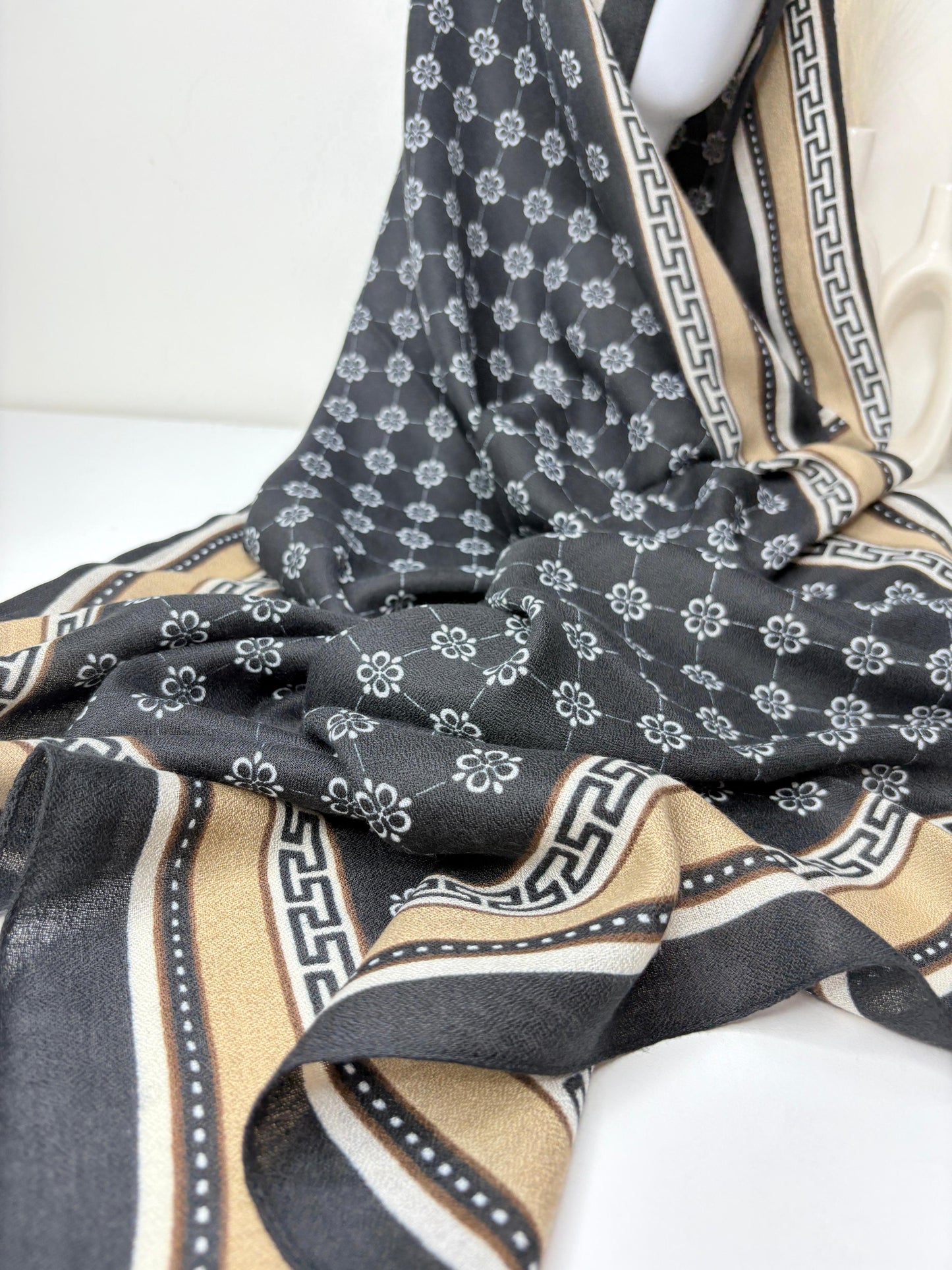 Follies Black Printed Viscose Scarf