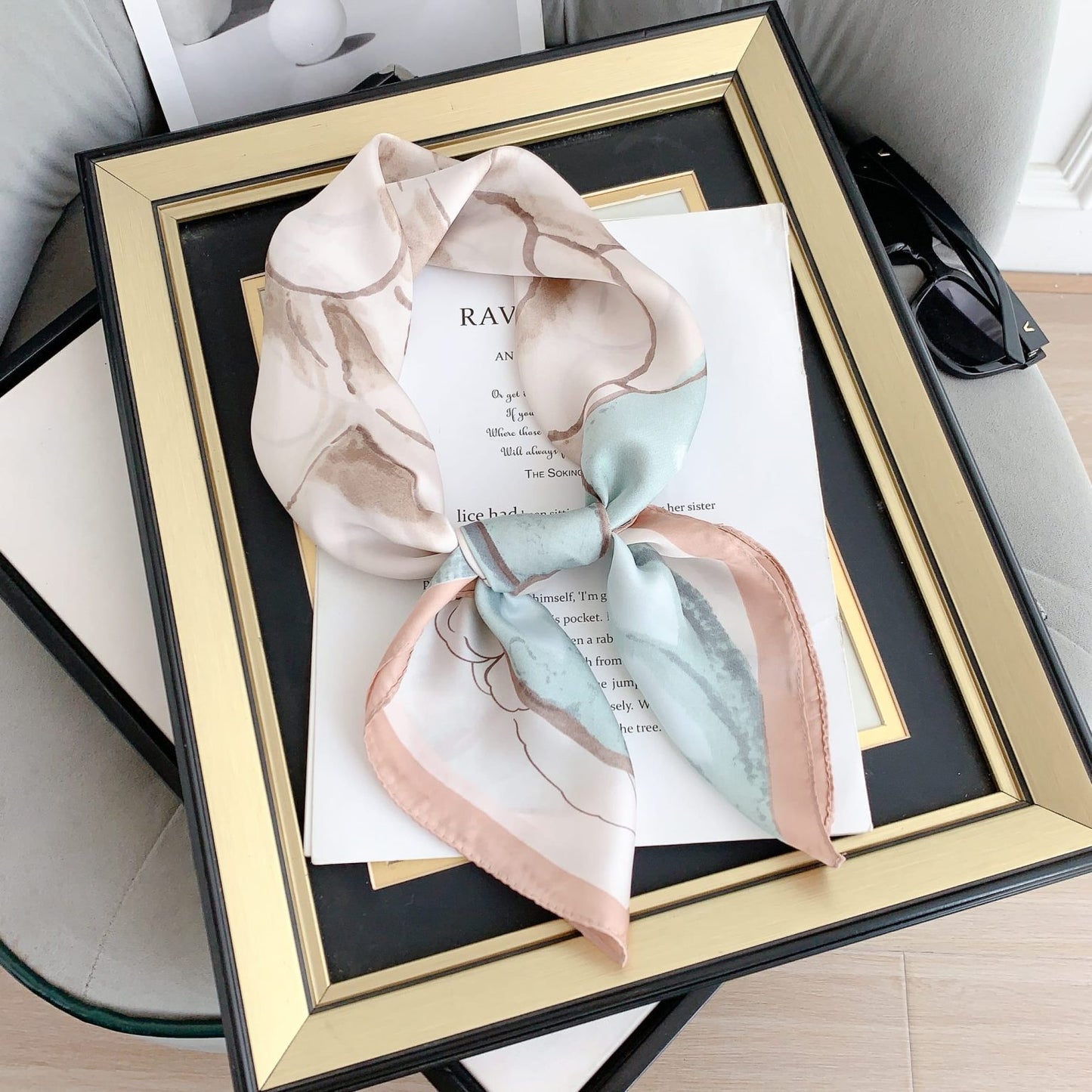 Rose Silk Square Scarves 70 CM