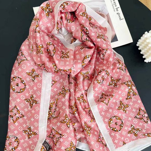 Pink Star V Brand Printed Silk Scarf Summer Edition 26'