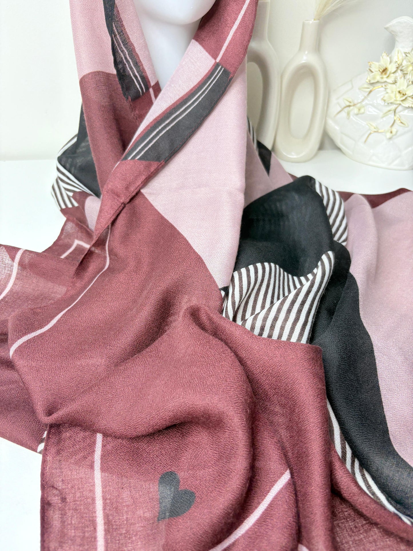 Cozy Burgundy Printed Viscose Scarf