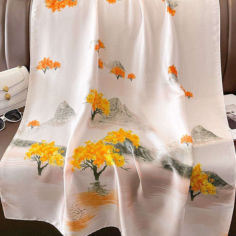 Dew Hillside Printed Silk Scarf