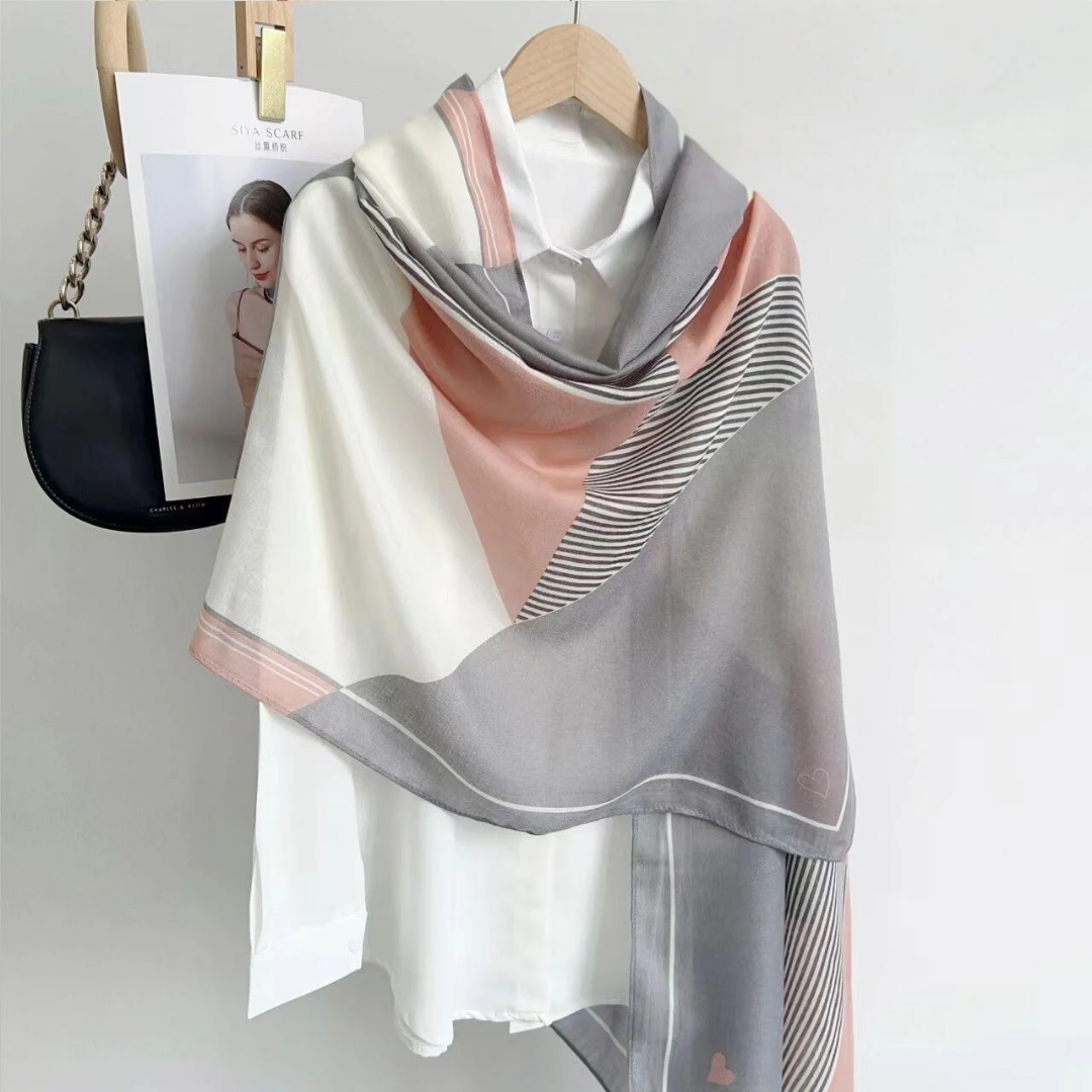Peach Cozy Printed Viscose Scarf – Hijab Stories