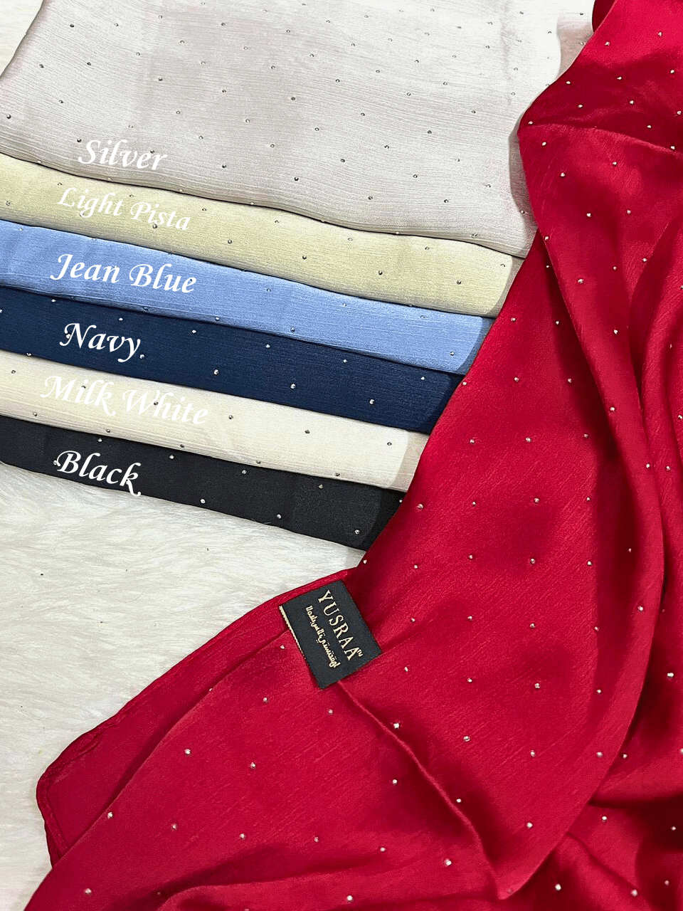 Muna Satin Hijabs with Crystal Stone