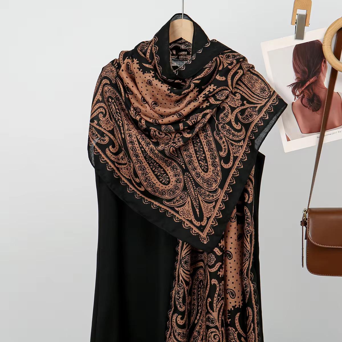 Black Brown Polka Mehendi Printed Summer Edition 26’ Viscose Scarf
