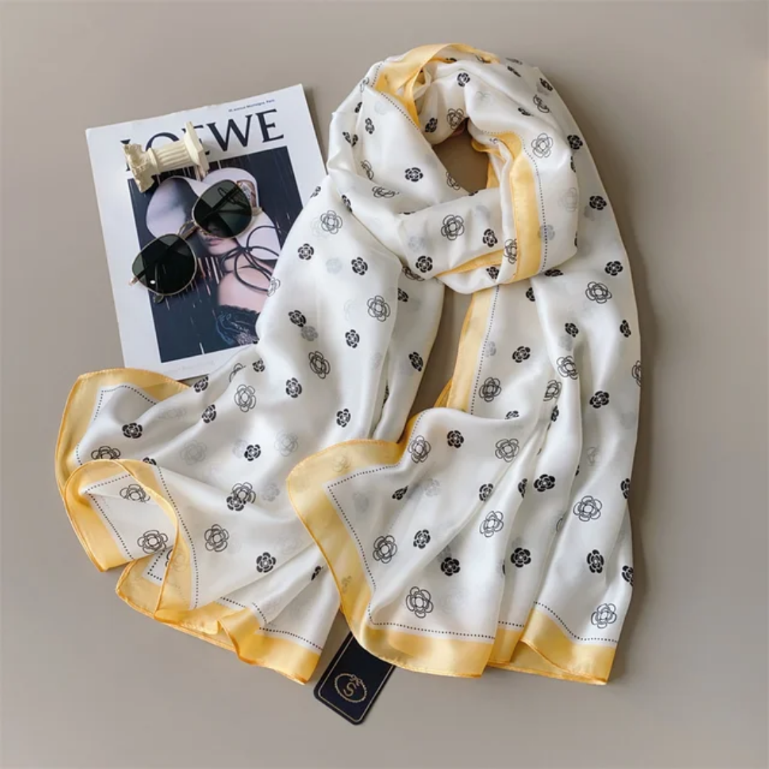 Yellow Follies Printed Silk Scarf