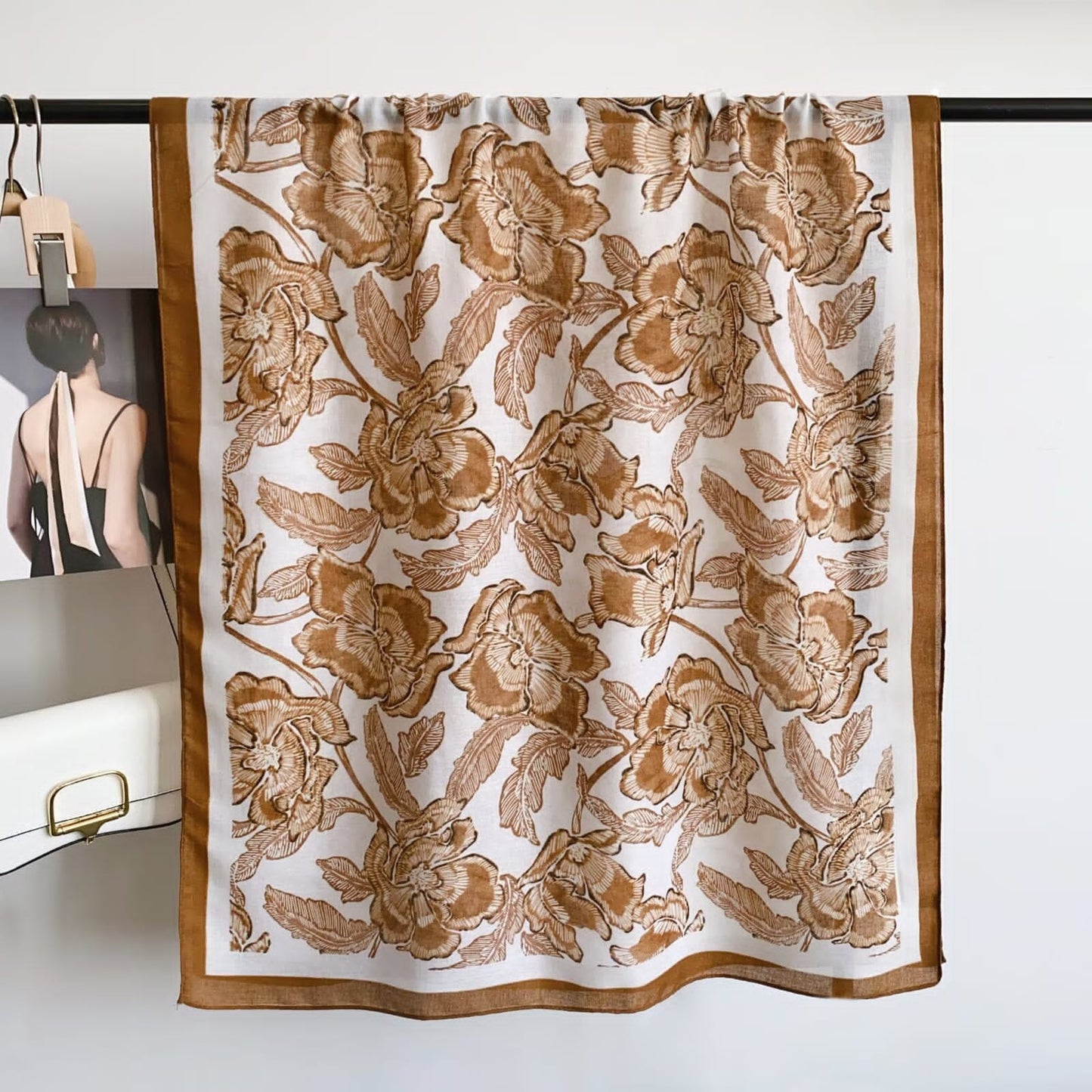 Ruba Rose brown Printed Summer Edition 26’ Viscose Scarf
