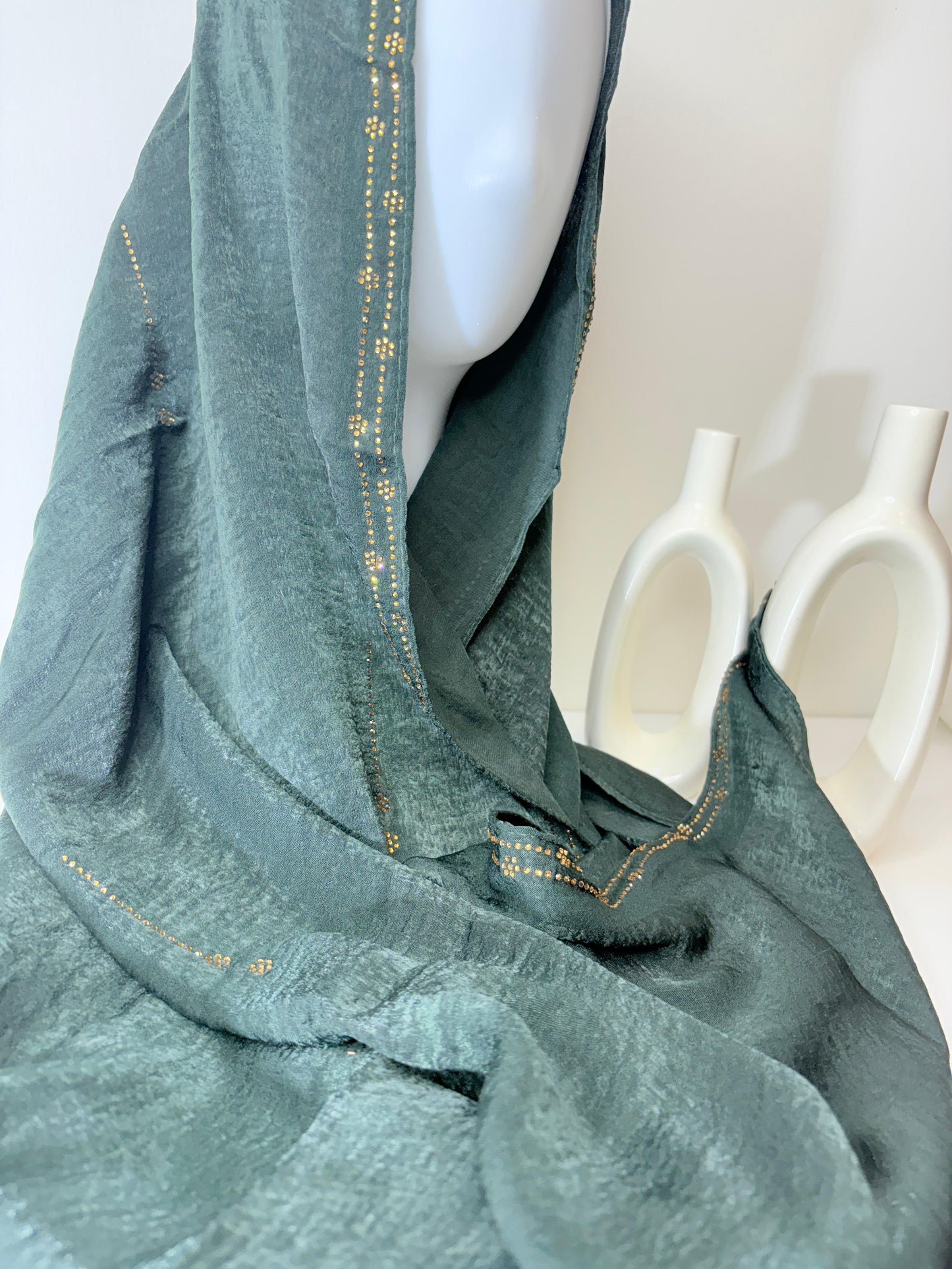 Imported Velvet Satin Rhinestone Hijabs