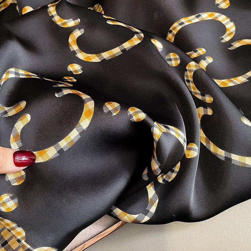 CH Black & Yellow Brand Printed Silk Scarf