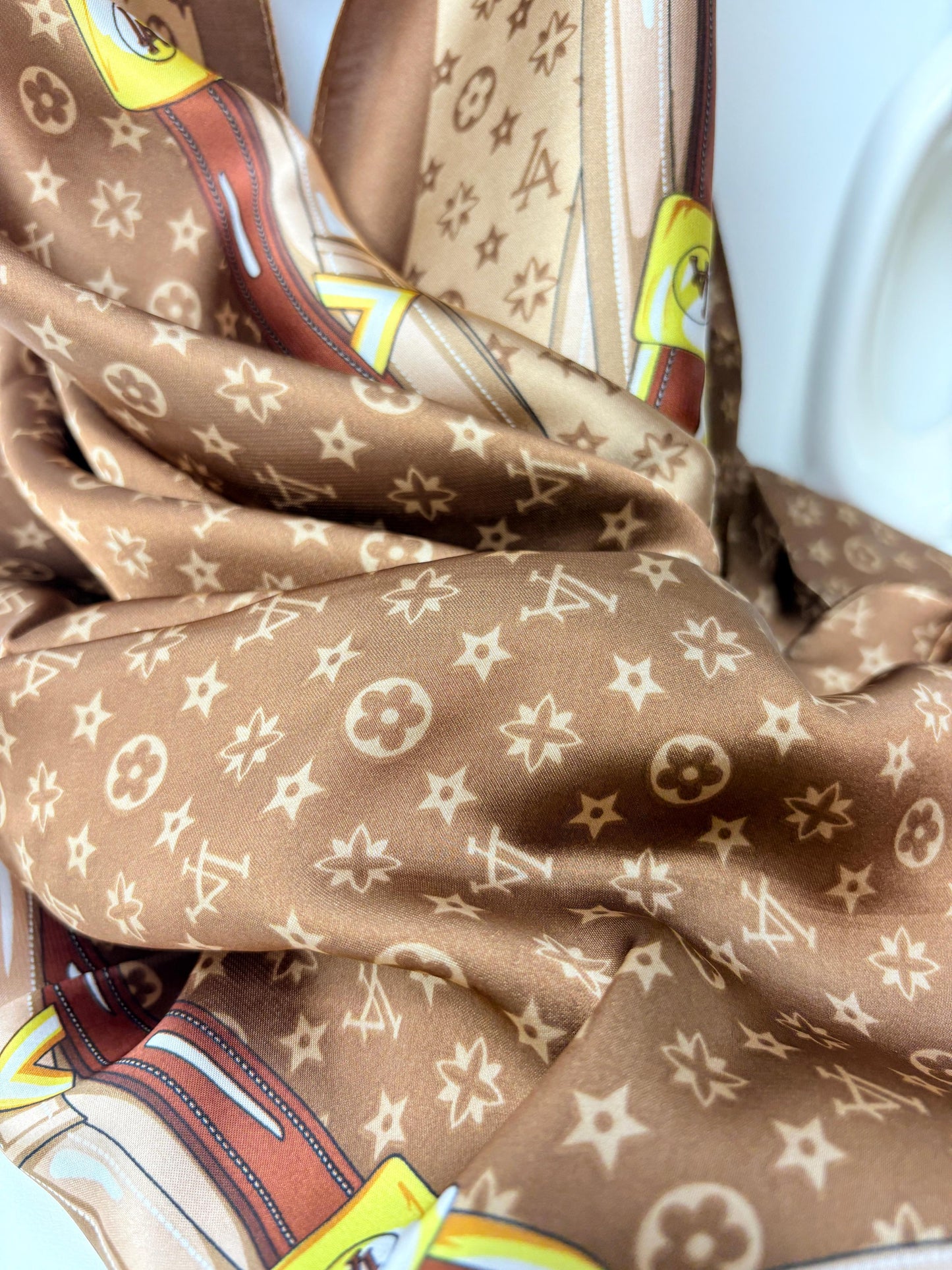 L Copper Printed Silk Scarf