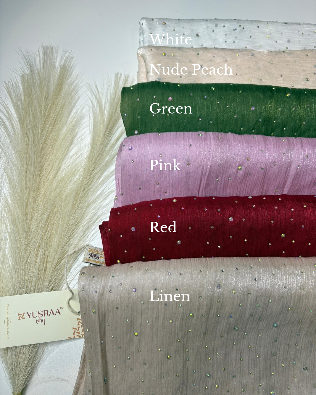 Yusraa Organza Shimmer Dew Drop Rhinestone Hijab