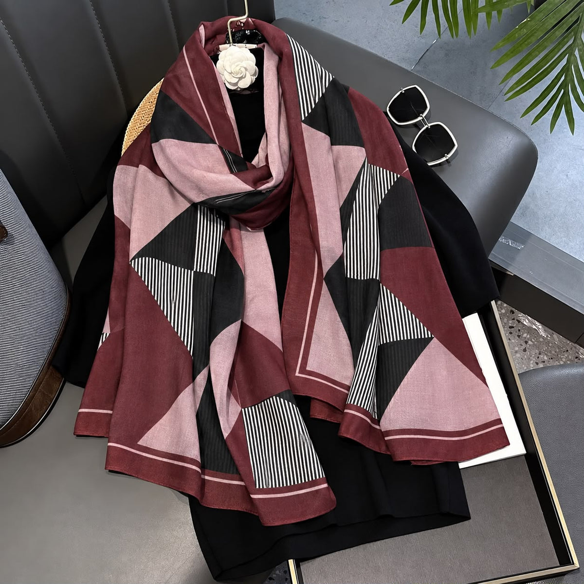 Cozy Wine Printed Viscose Scarf