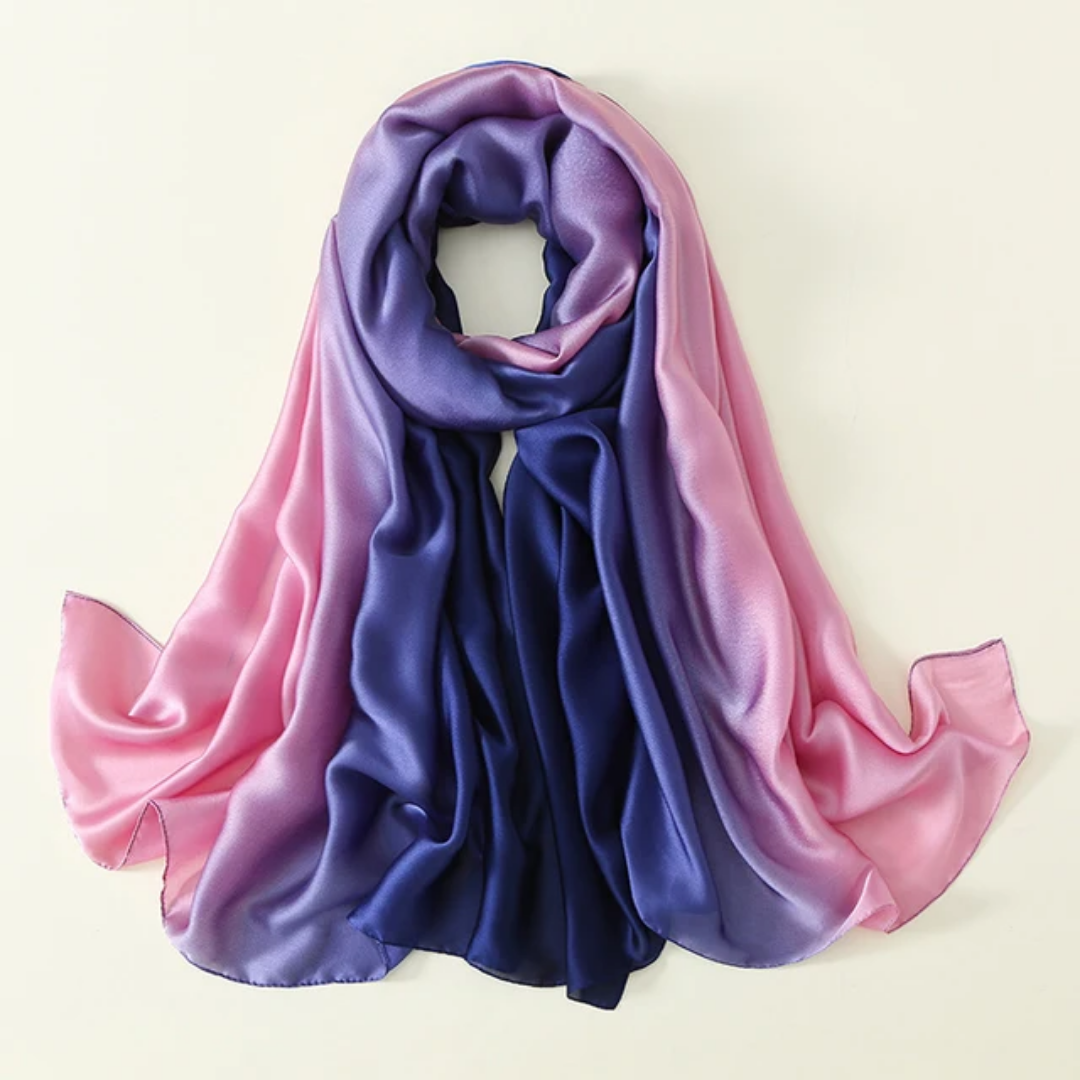Navy Baby Ombre Printed Silk Scarf