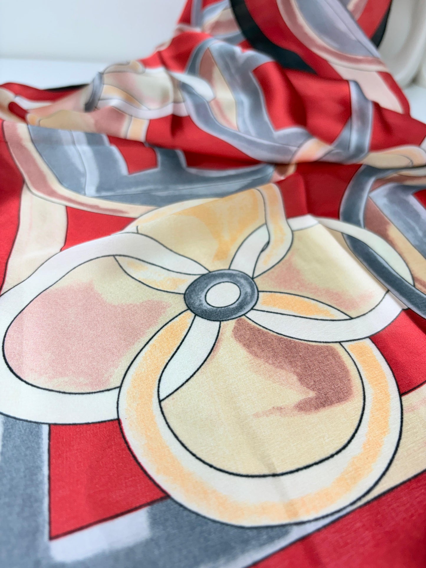 Red Rings Printed Silk Scarf