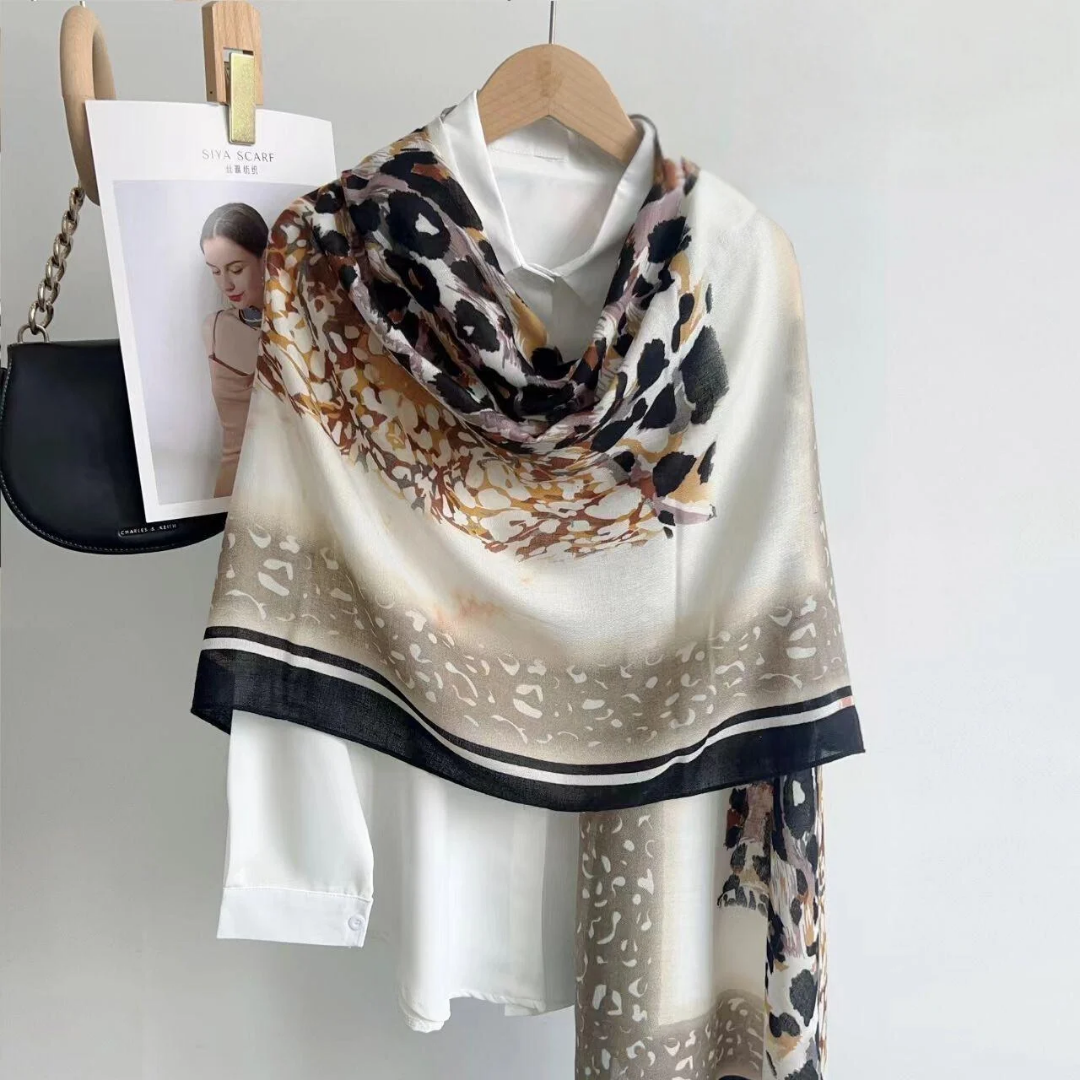 Beige Azure Sky Printed Viscose Scarf – Hijab Stories