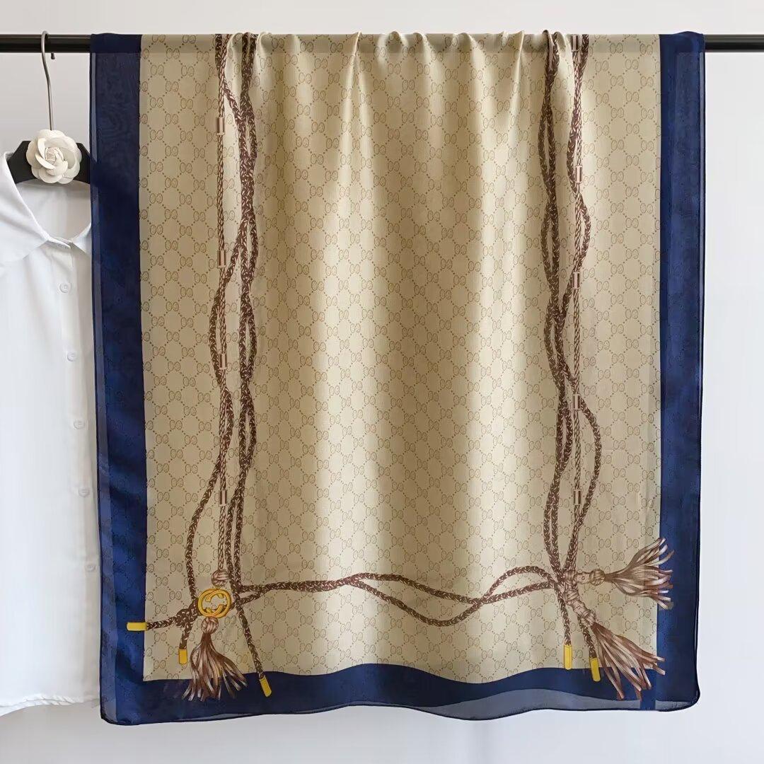 Ropes Blue Printed Silk Scarf