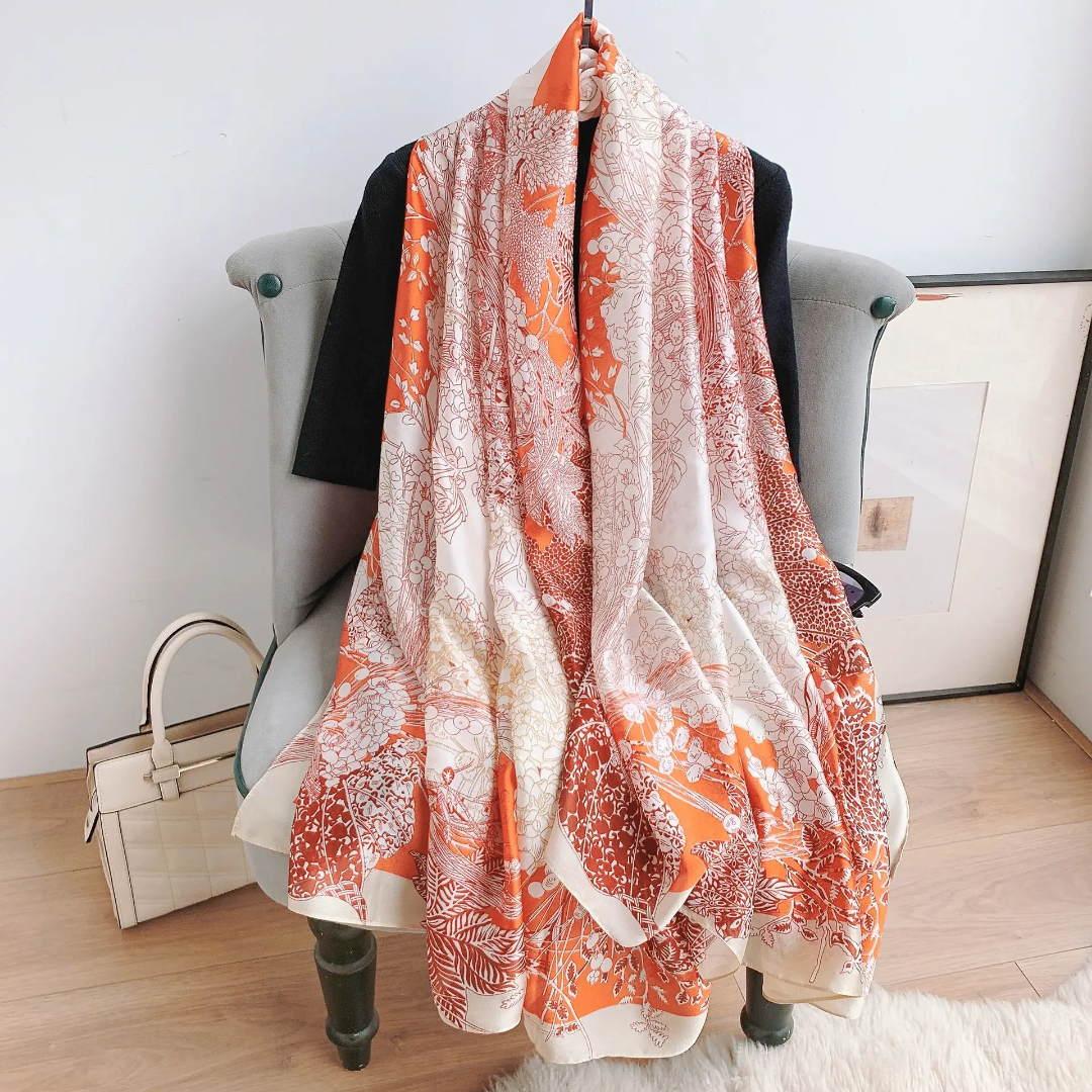 Sun Sea Breeze Printed Silk Scarf