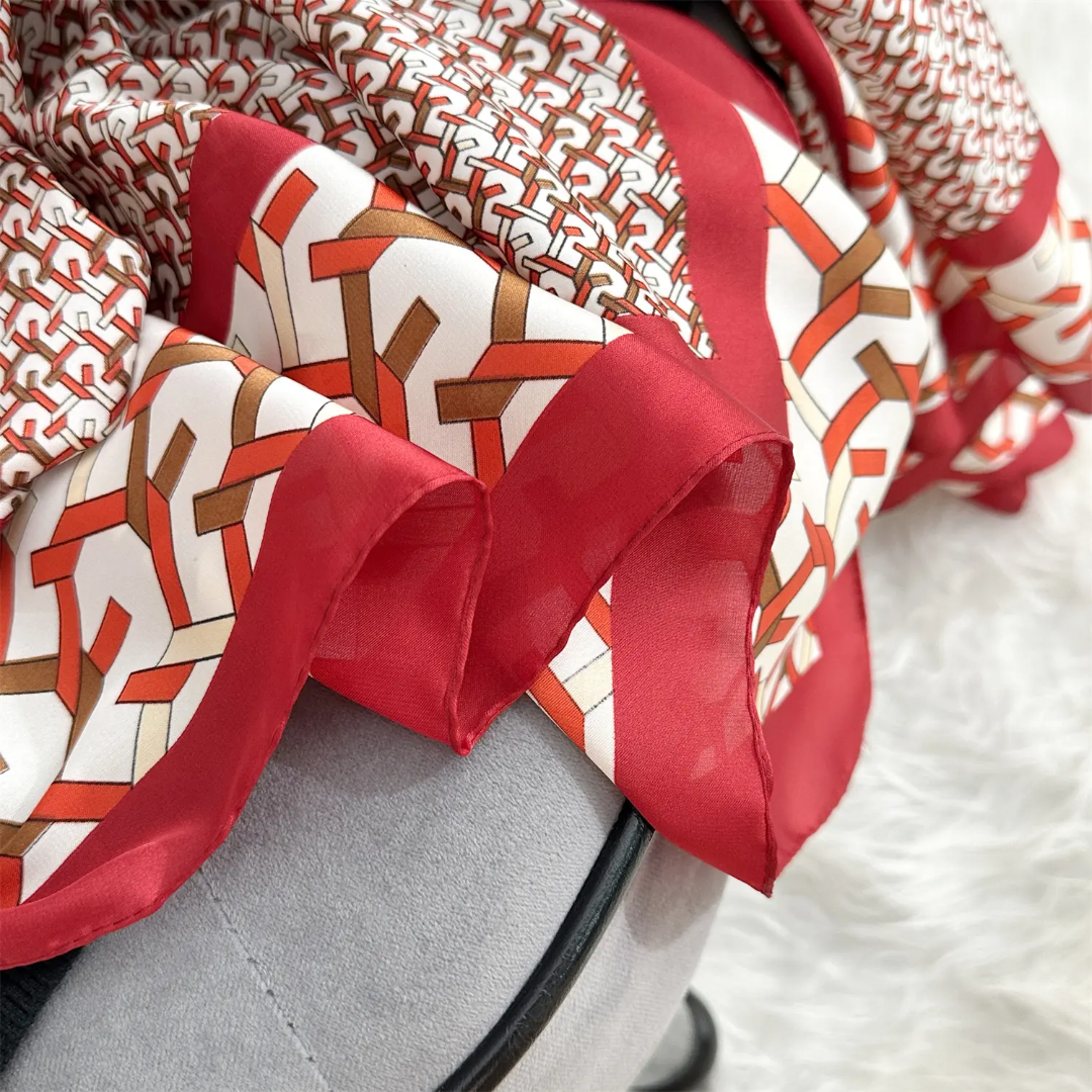 Red Ziva Abstract Printed Silk Scarf Summer Edition 26'