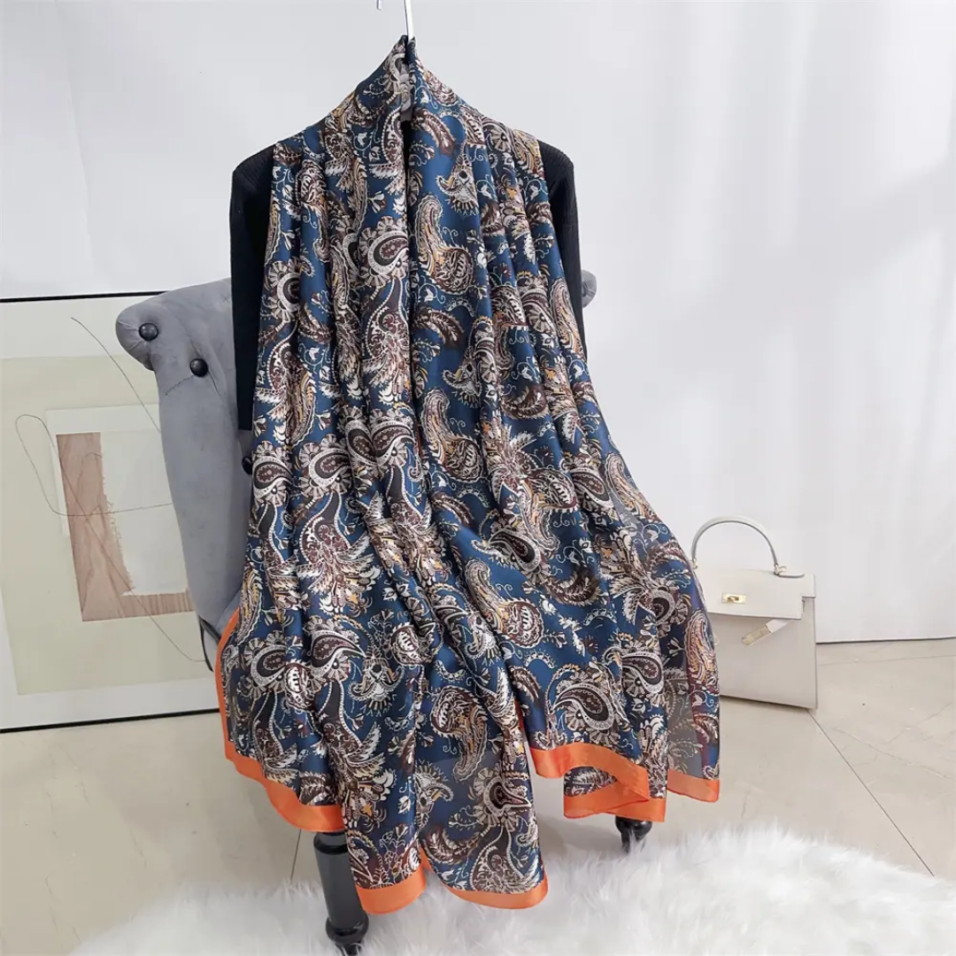 Oriental Garden Printed Silk Scarf