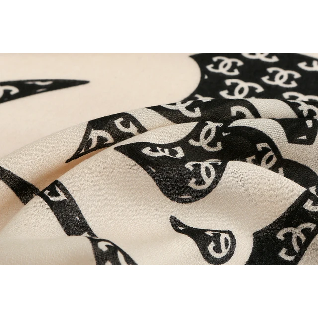 C Roses Black White Printed Viscose Scarf
