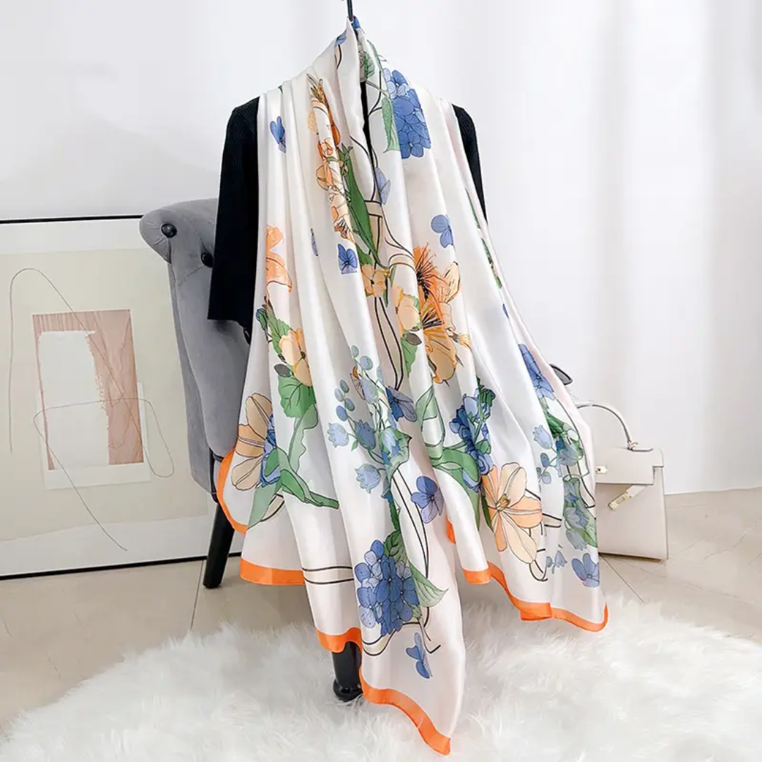 Tangerine Painting Printed Silk Scarf Summer Edition 26'