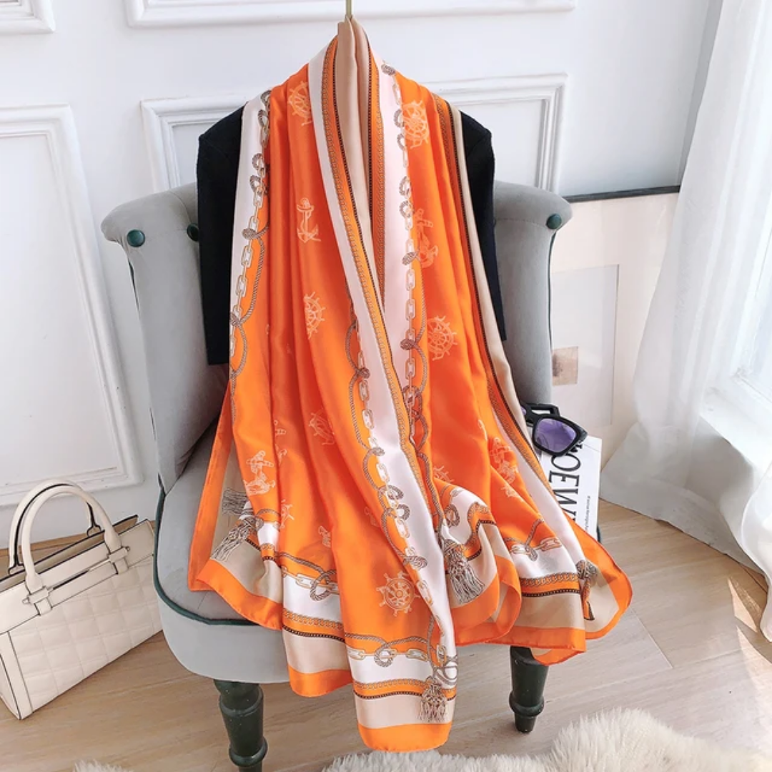 Tangerine Ropes Printed Silk Scarf