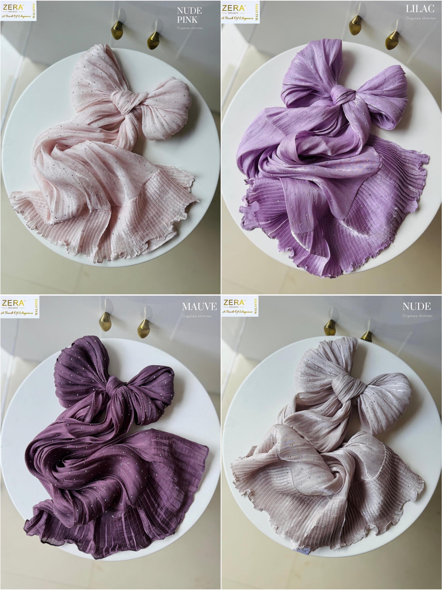 Zera Organza Shimmer Frill Hijabs