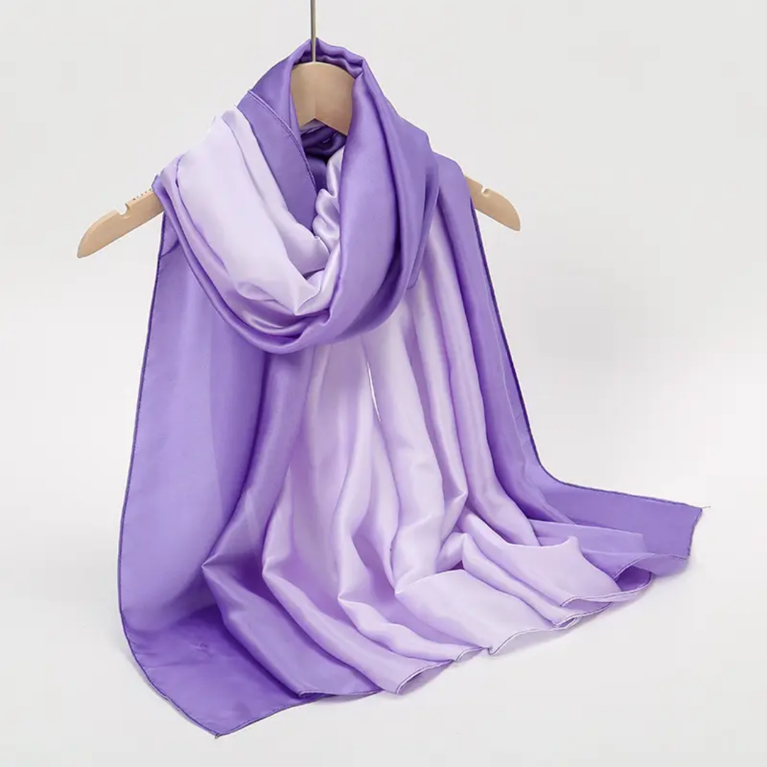 Lilac Ombre Printed Silk Scarf