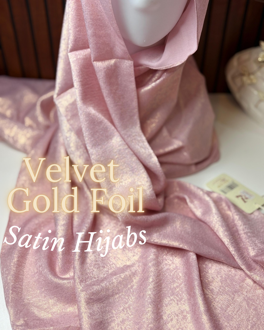 Yusraa Velvet Satin Gold Foil Hijabs