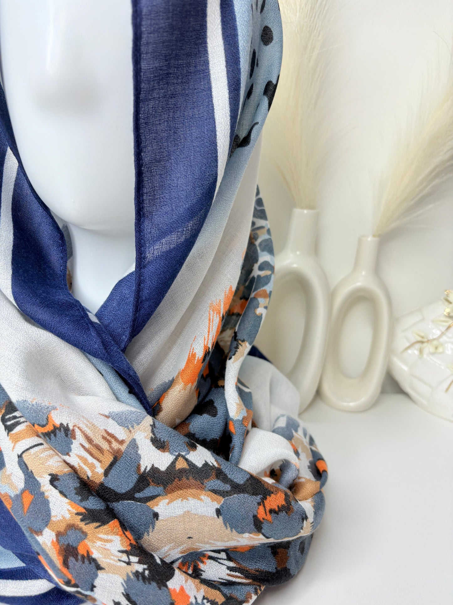 Velora Floral Animal Printed Viscose Scarf