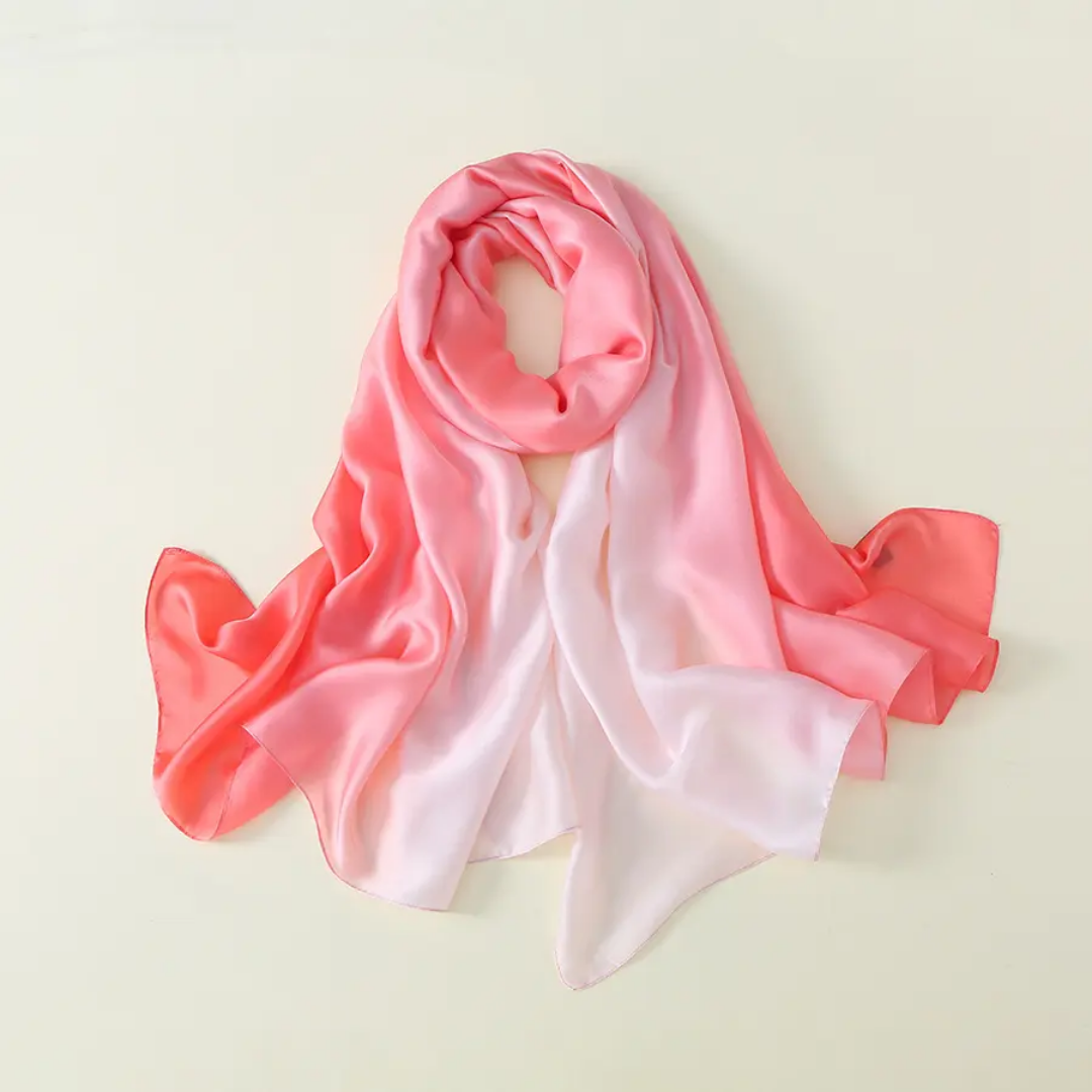 Peach Stories Ombre Printed Silk Scarf