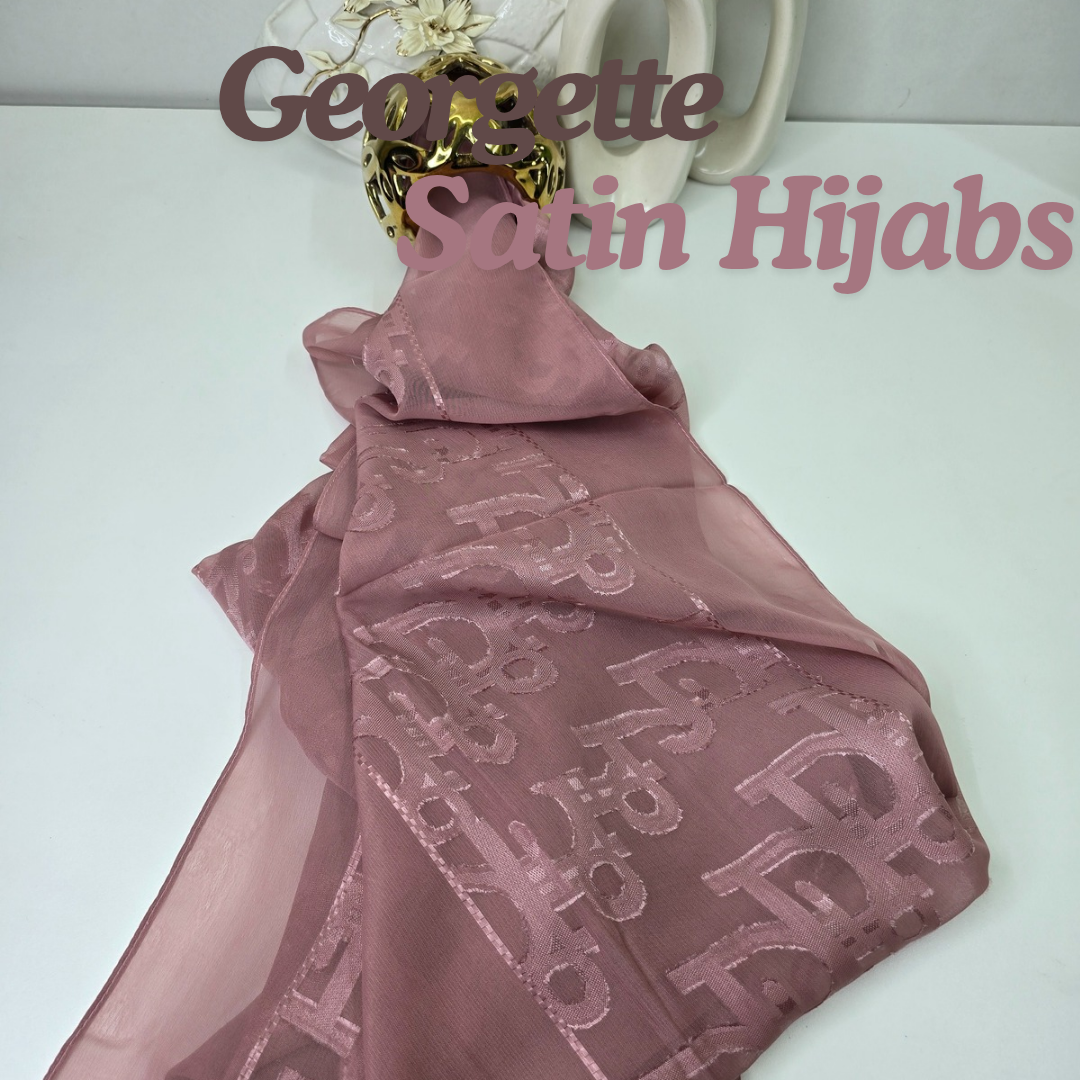 Georgette Satin Hijabs Print 1 – black Georgette