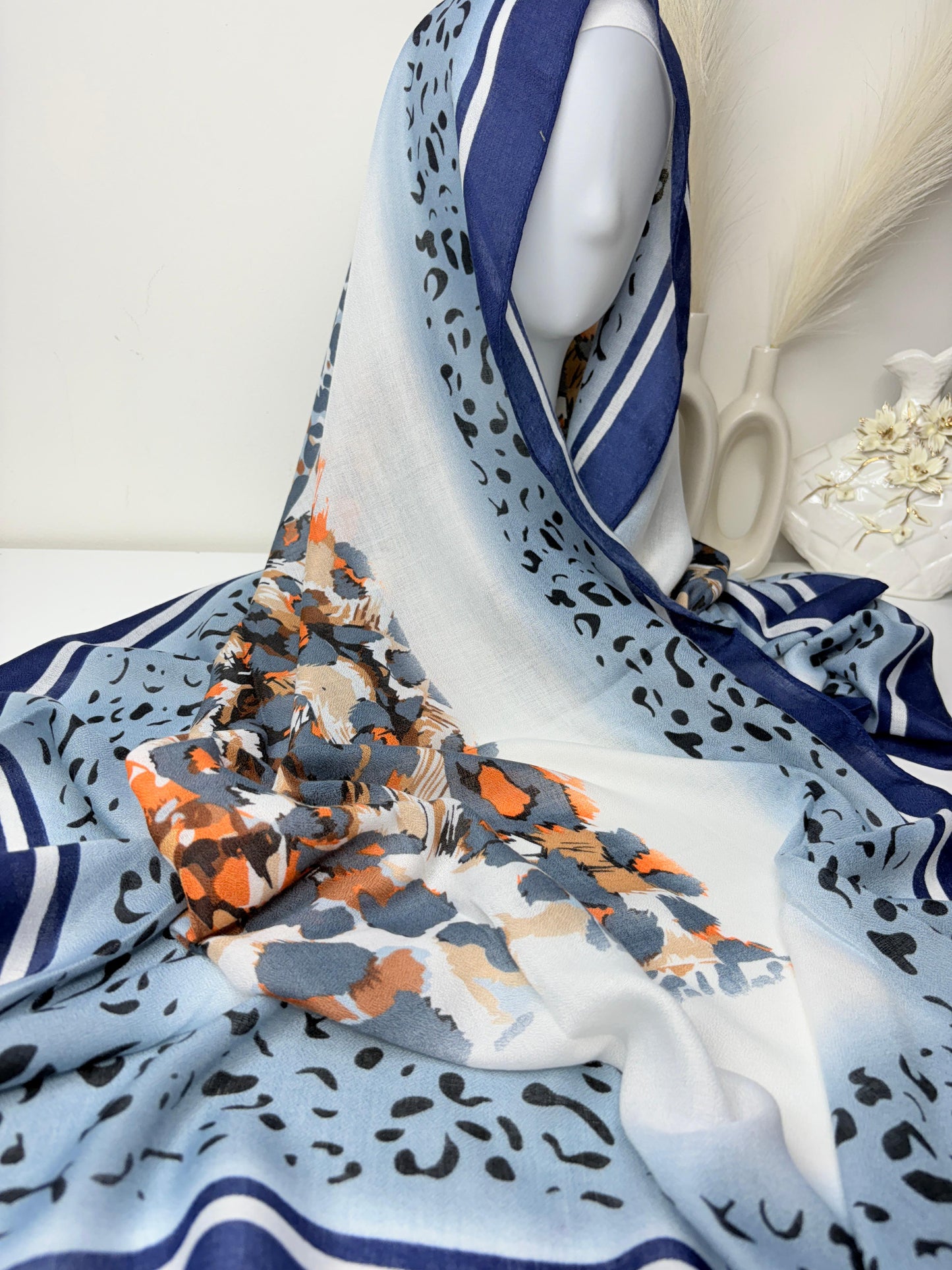 Velora Floral Animal Printed Viscose Scarf
