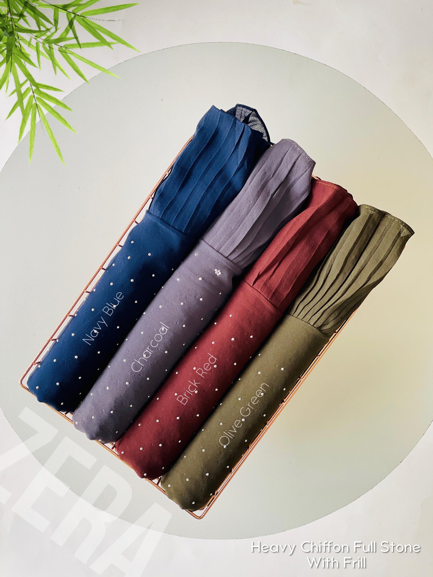 Heavy Chiffon Full Stone with Frill Hijabs