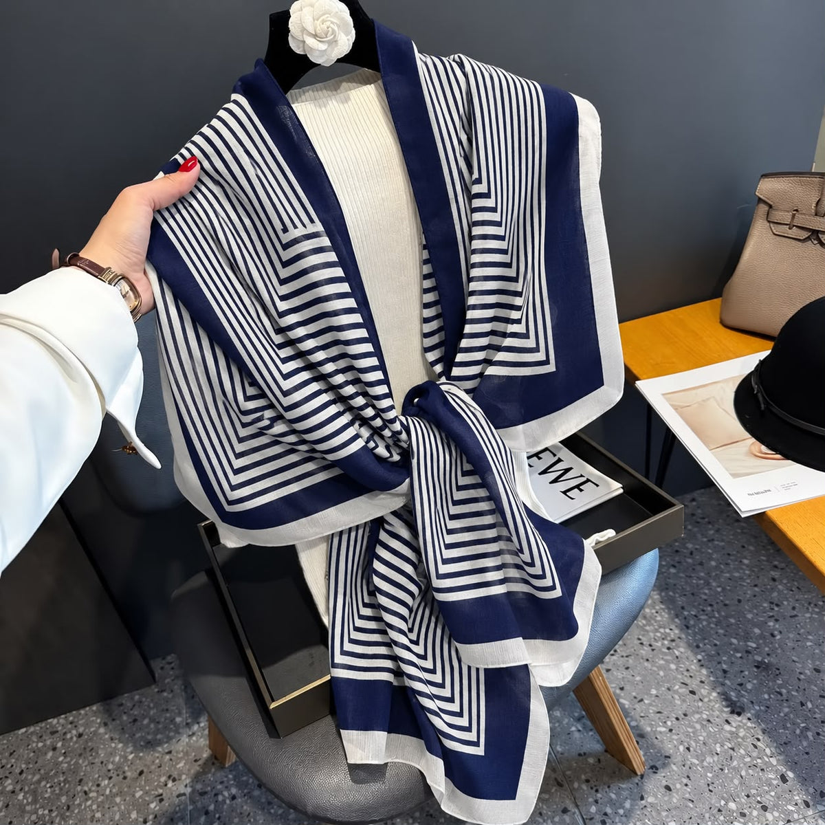 Blue Opulence Printed Viscose Scarf