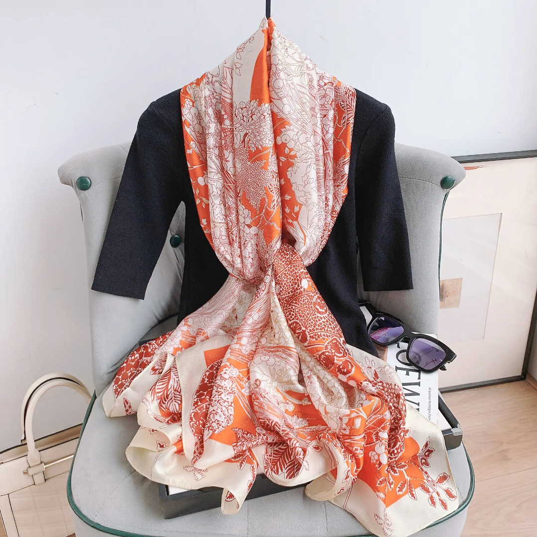 Sun Sea Breeze Printed Silk Scarf