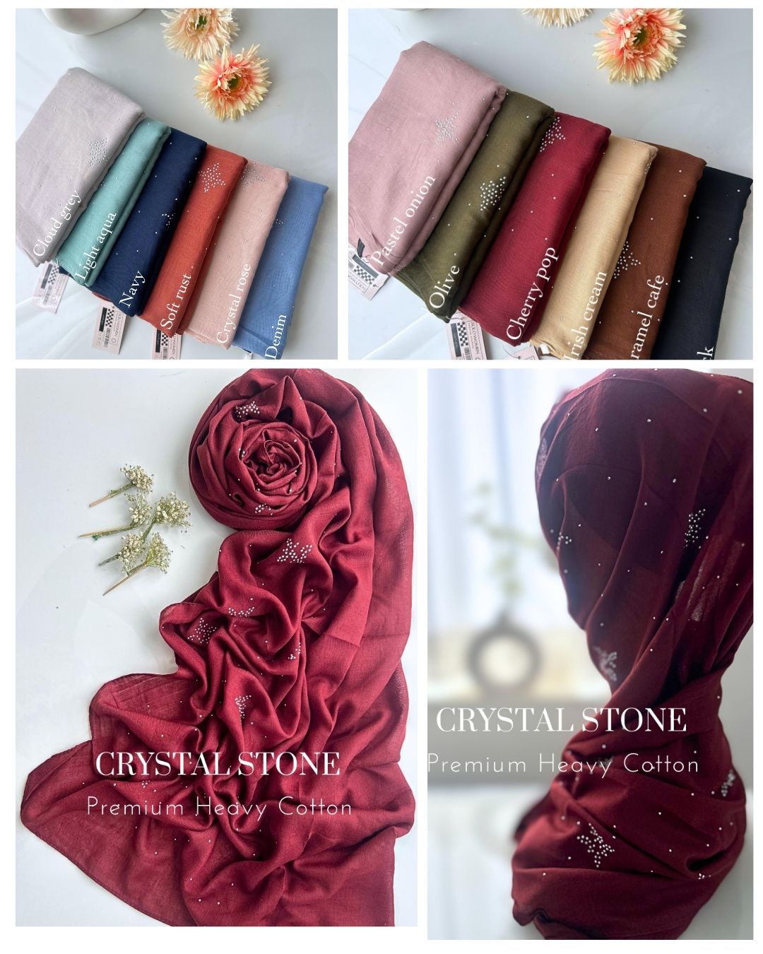 Premium Crystal Stone Heavy Cotton Hijabs
