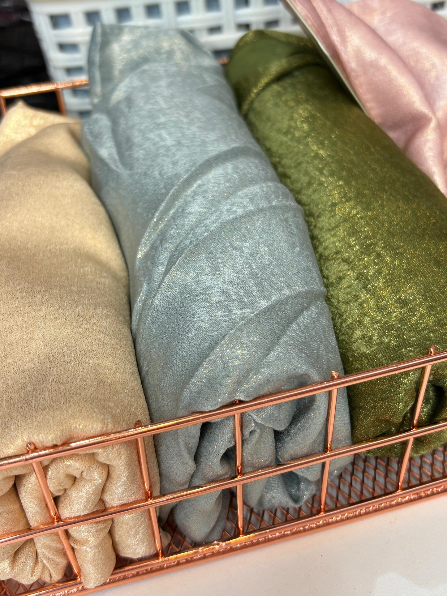 Yusraa Velvet Satin Gold Foil Hijabs
