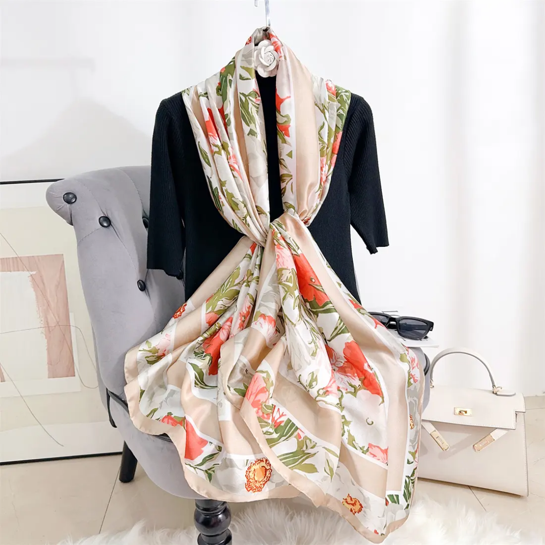 Dust Oriental Printed Silk Scarf
