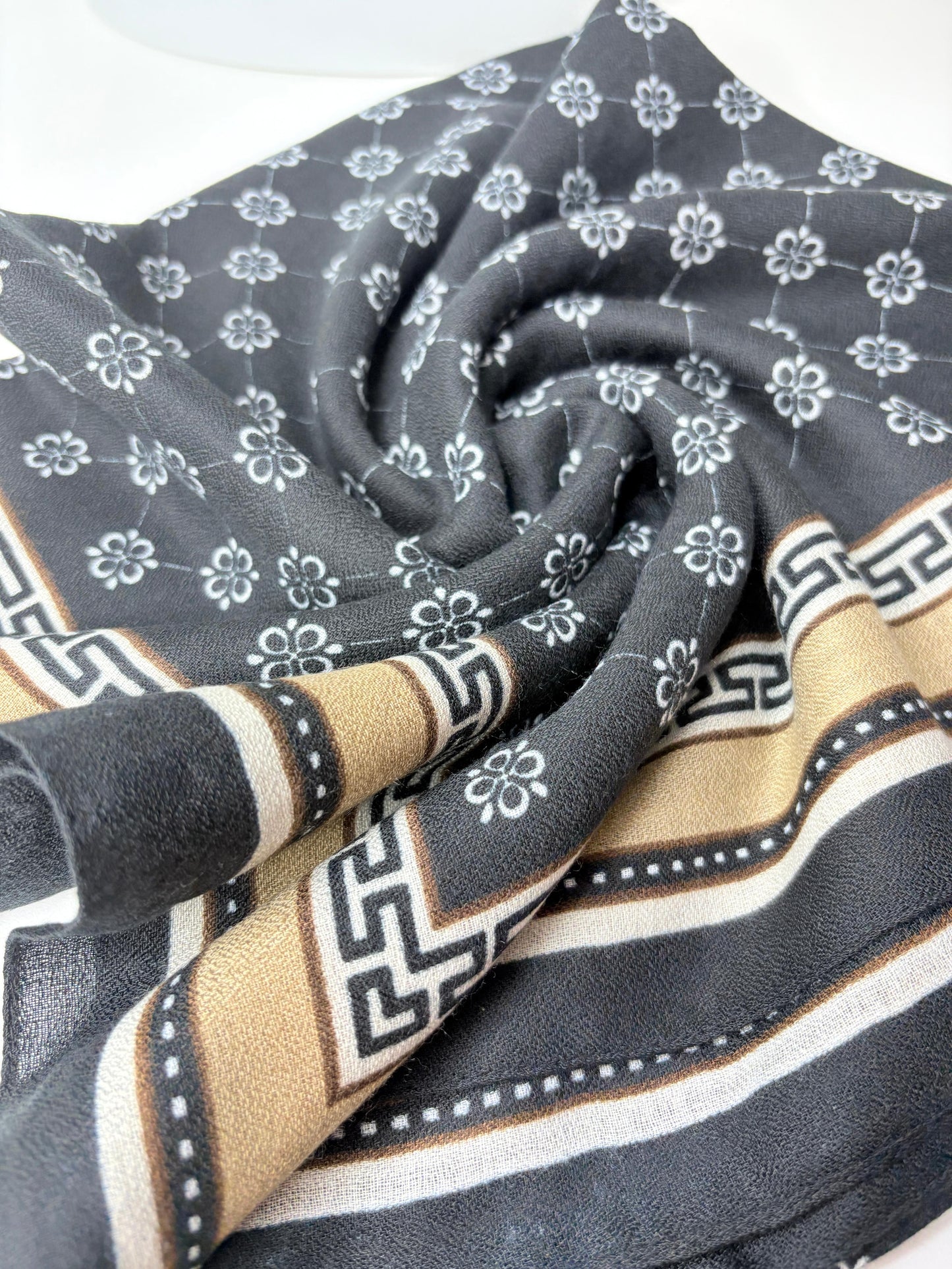 Follies Black Printed Viscose Scarf