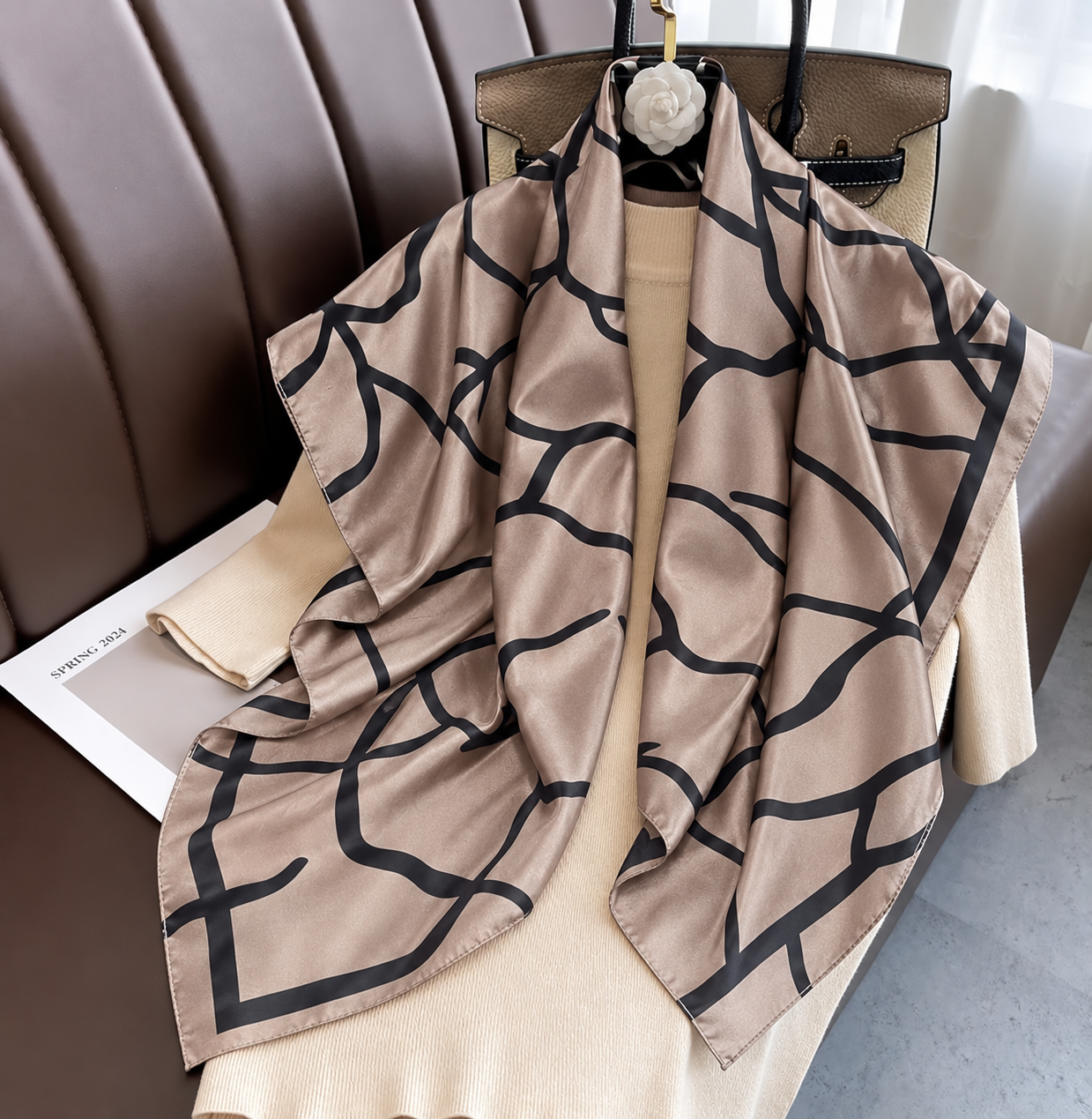 Coffee Nior Line Silk Scarf Monsoon Edition 26
