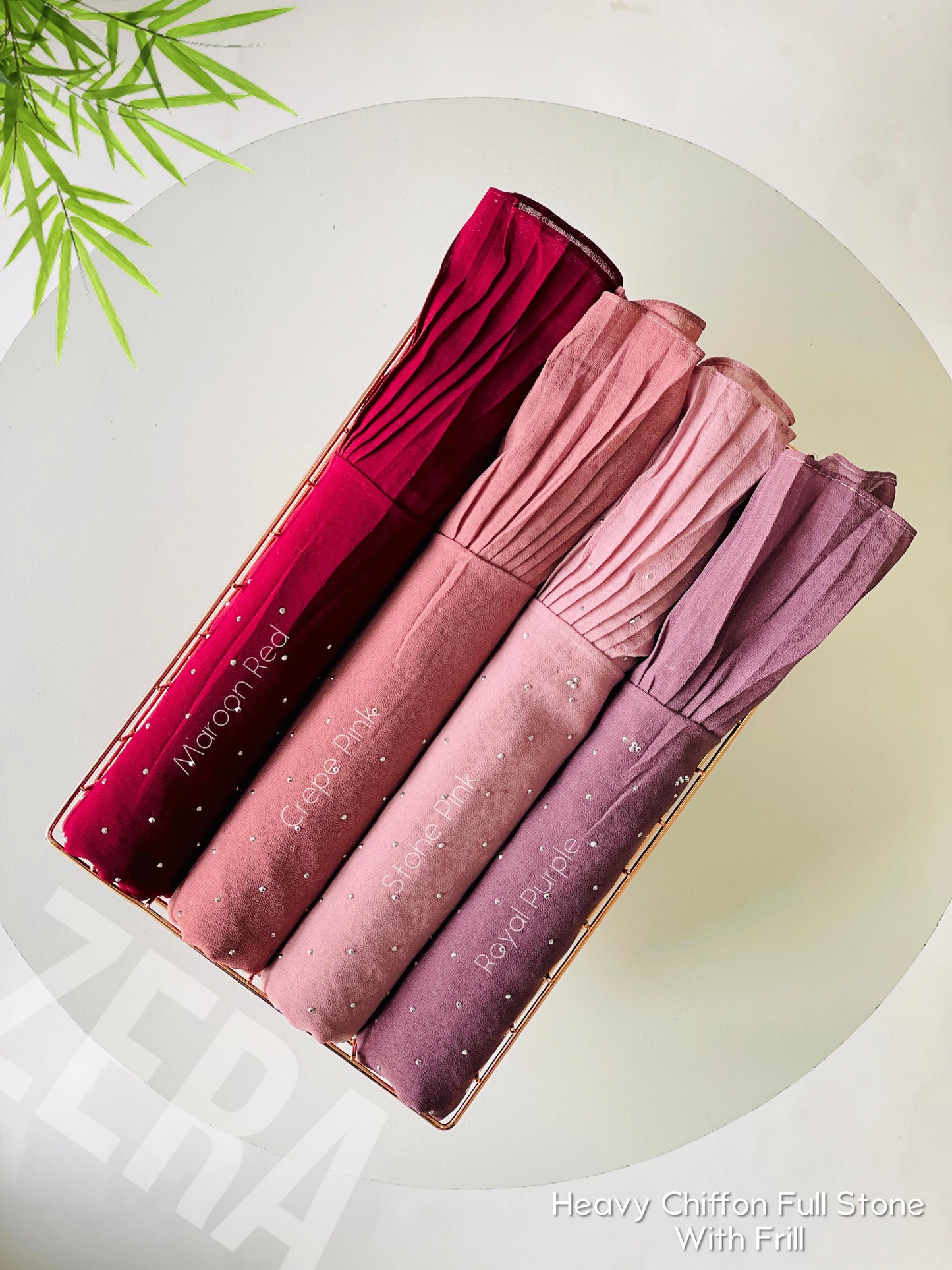 Heavy Chiffon Full Stone with Frill Hijabs
