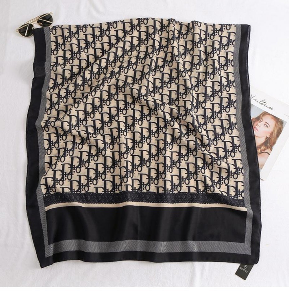 Dio Black Printed Viscose Scarf