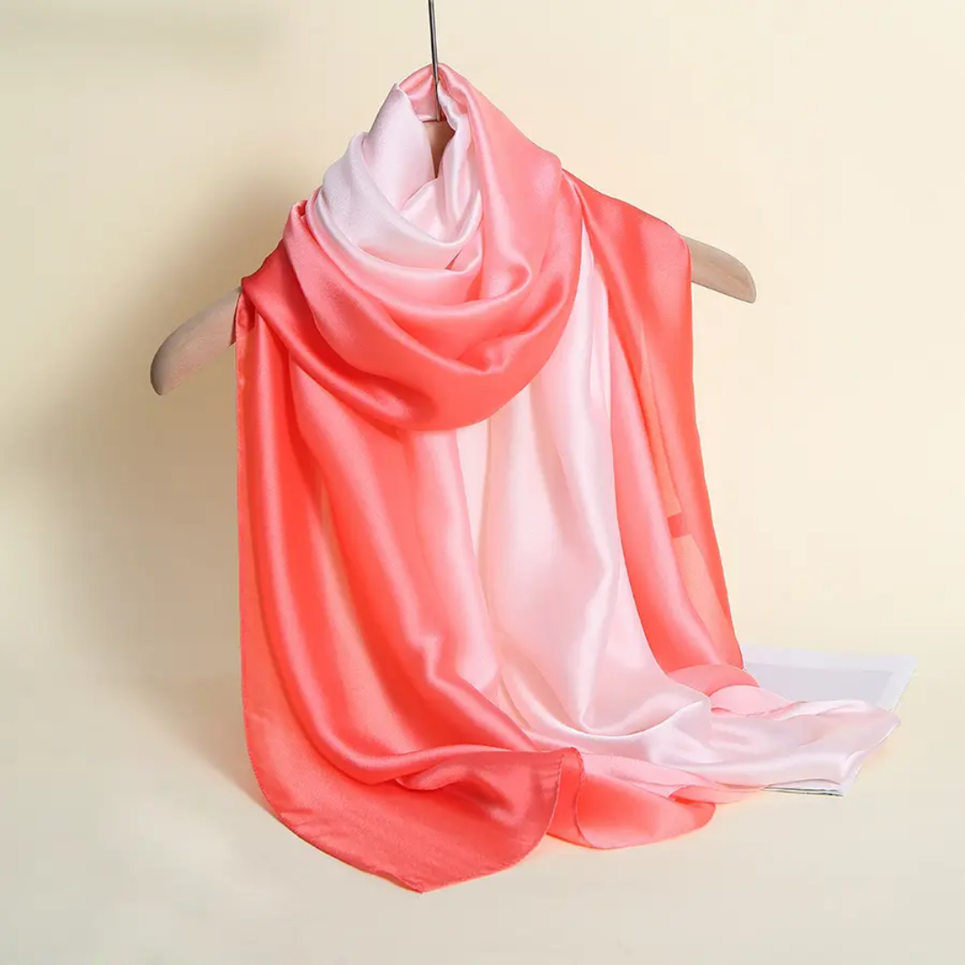 Peach Stories Ombre Printed Silk Scarf