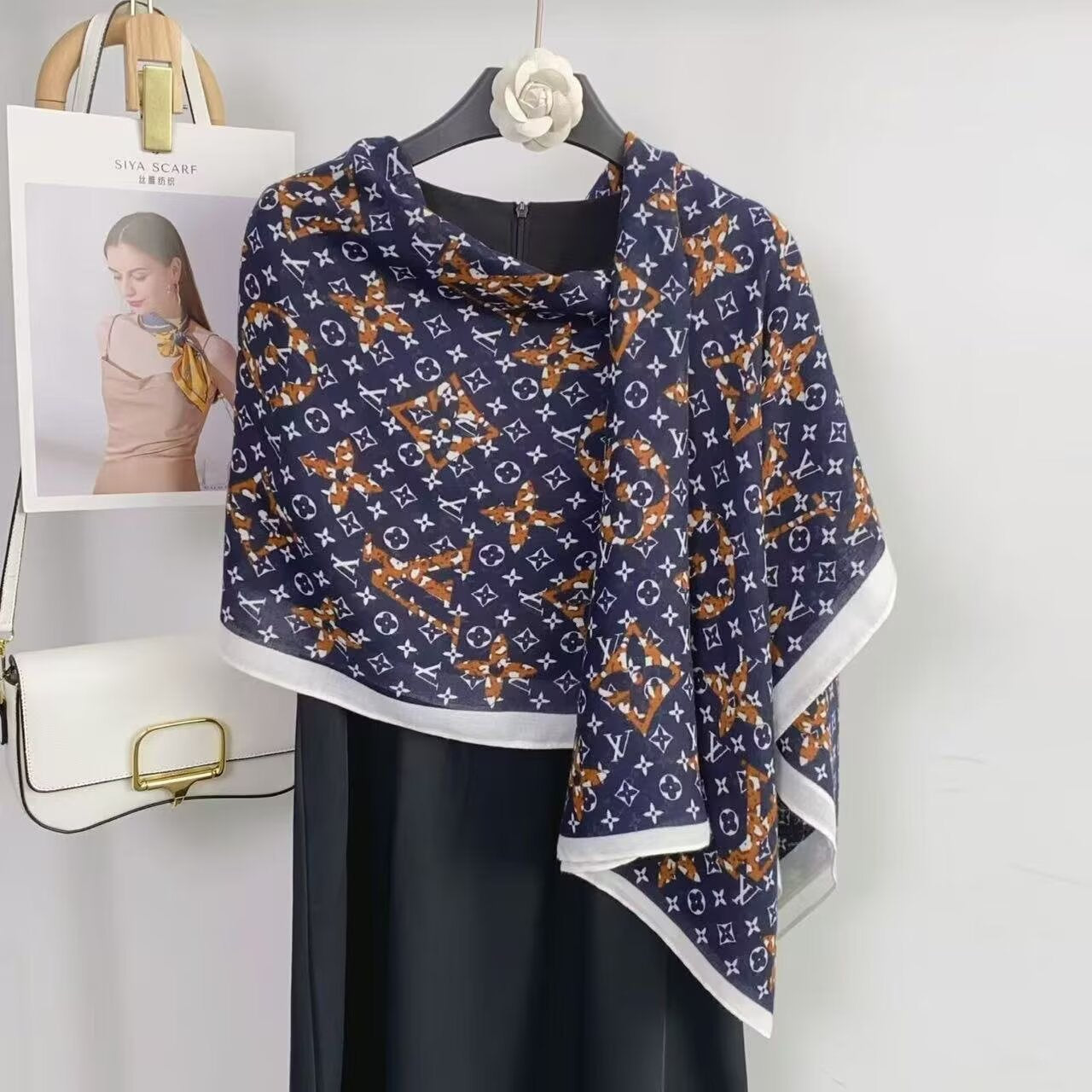 Blue V Printed Winter Viscose Scarf