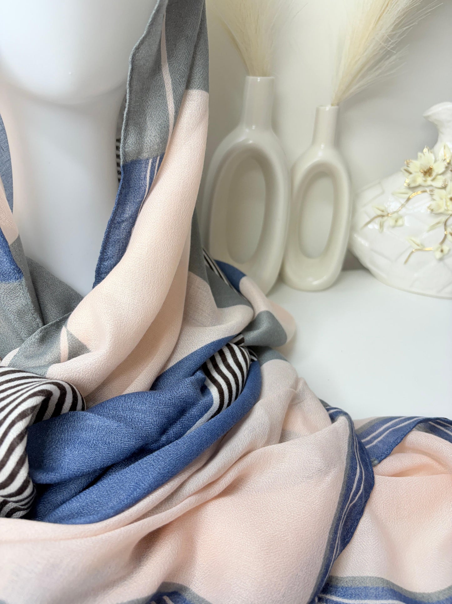 Cozy Indigo Printed Viscose Scarf