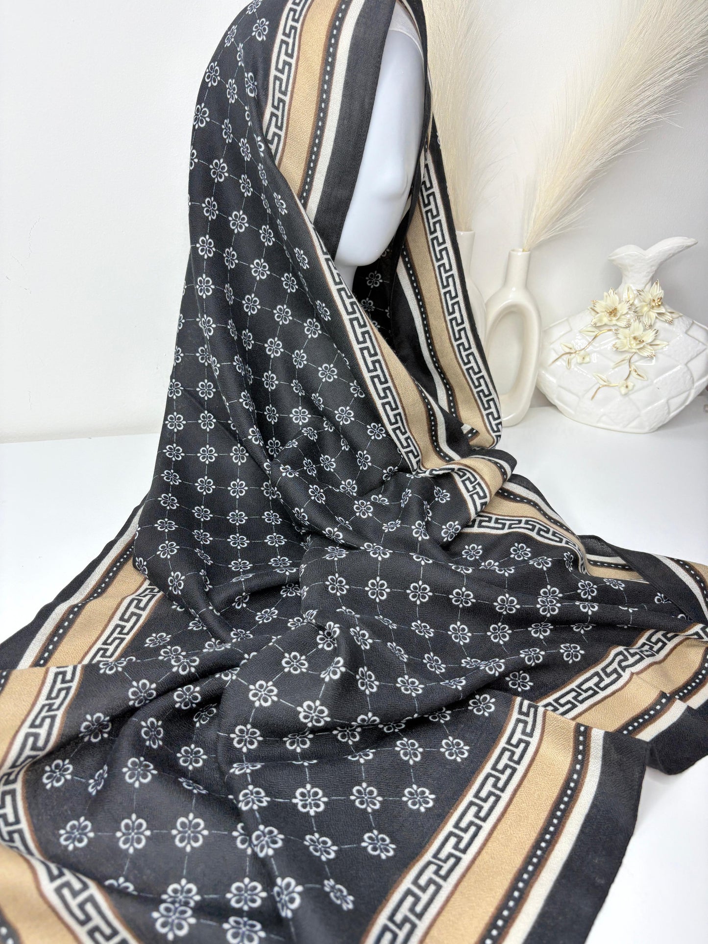 Follies Black Printed Viscose Scarf